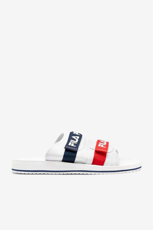 Fila Utility Silde Men's Sandals - White/Navy/Red,NZ 178-87294